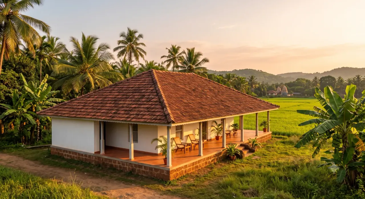 A SRINILAYA farmhouse design with a wrap-around verandah